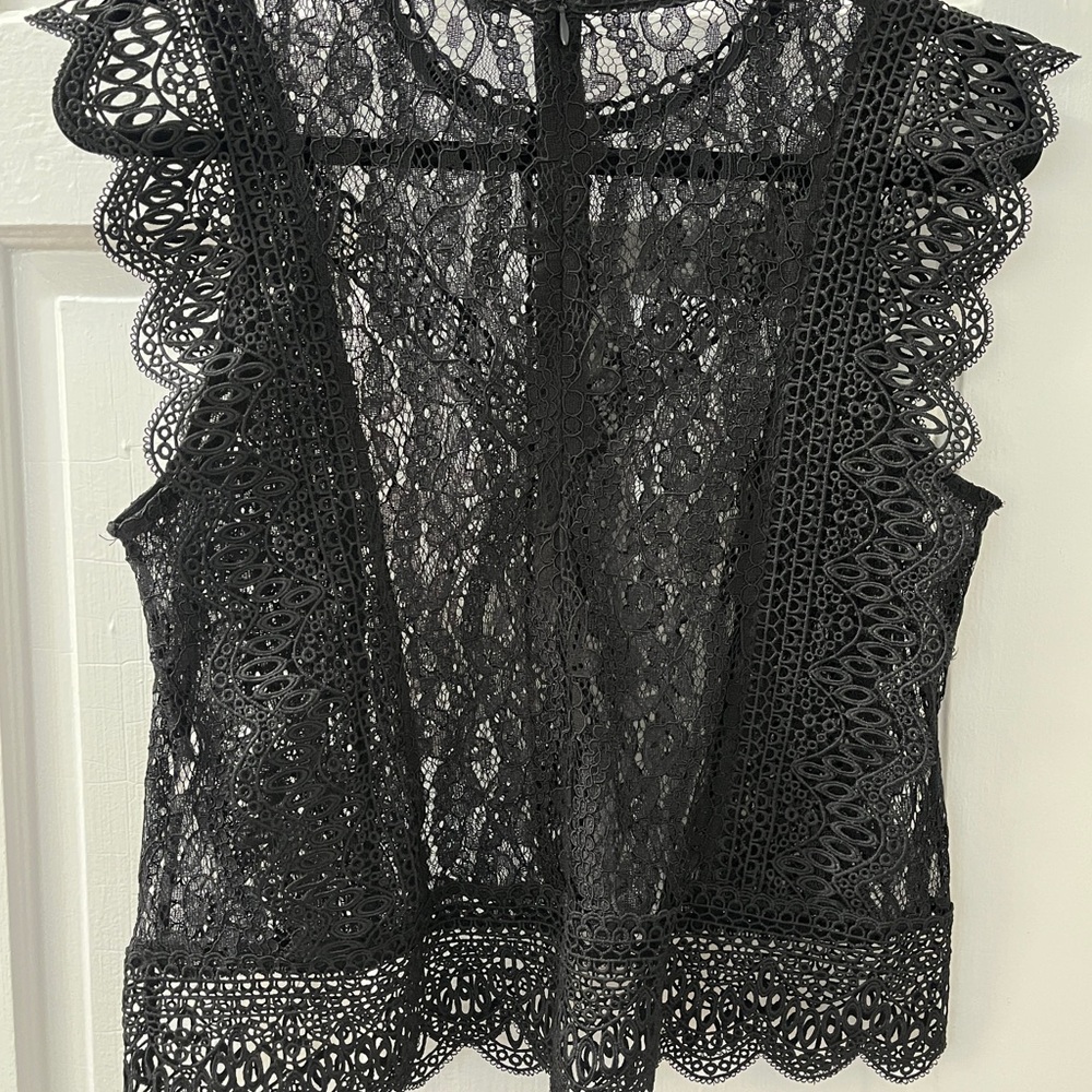 Zara Black Cropped Embellished Blouse